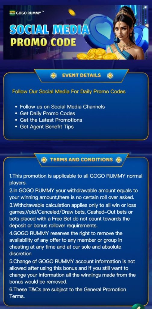 GOGO RUMMY Social Media Promo Code - Get Daily Rewards, Offers and Tips!