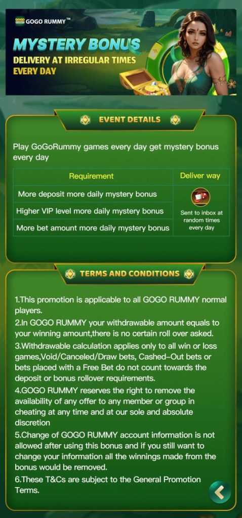 GOGO RUMMY Mystery Bonus - Get Daily Surprises When You Play!
