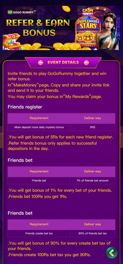GoGo Rummy Refer & Earn Bonus - Invite & Win Big Every Day!