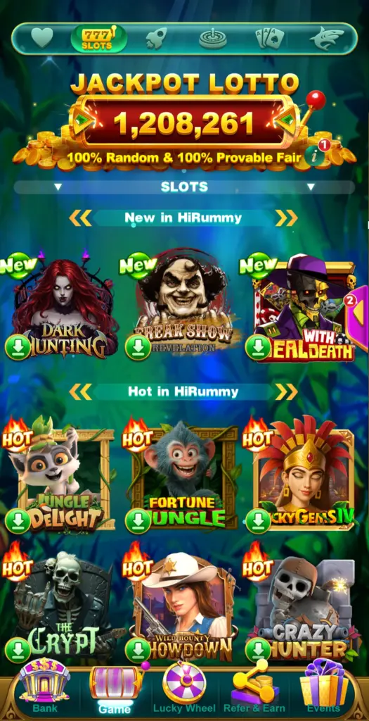 New Games in Hi Rummy App Homepage